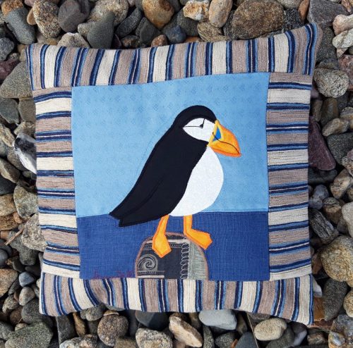 Louise-Bell-Quilts-Puffin-cushion-right
