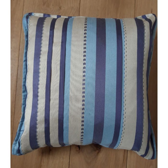 Louise Bell Quilts-Cushion blue stripe back
