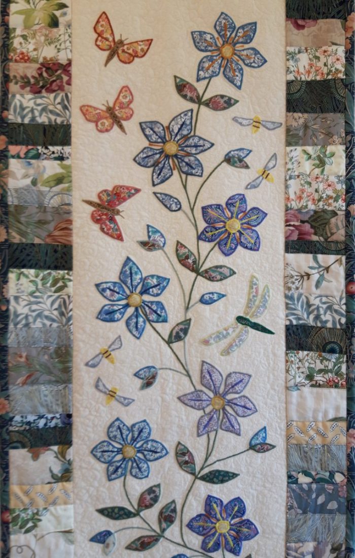 Louise Bell Quilts, 2023, Wall hanging Clematis, detail