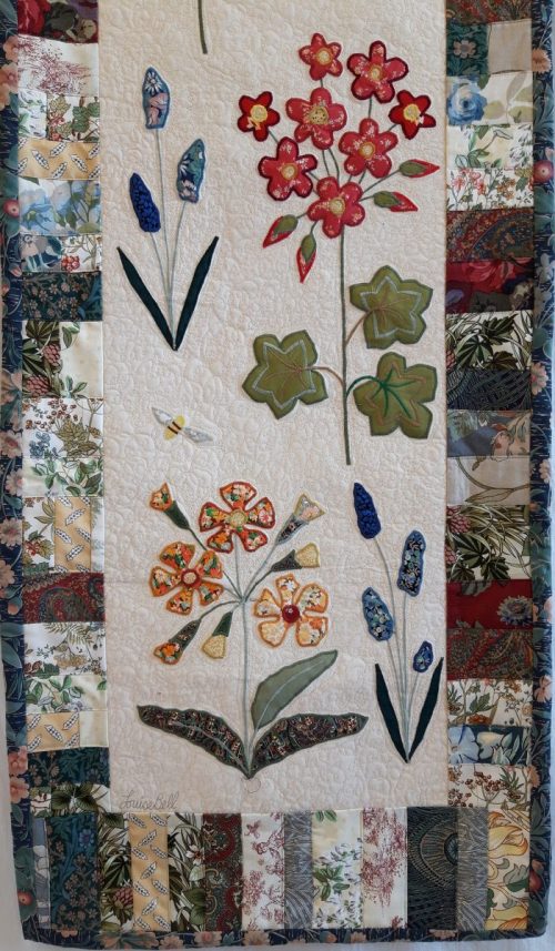 Louise Bell Quilts, 2023, Wall hanging Polyanthus, detail