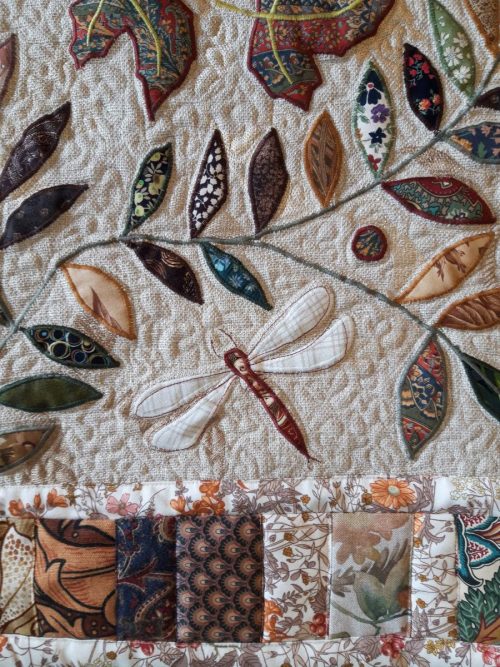 Louise Bell Quilts, 2024, Trailing Leaf Runner, 183cms 72ins, detail