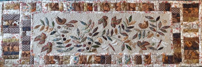 Louise Bell Quilts, 2024, Trailing Leaf Runner, 183cms 72ins