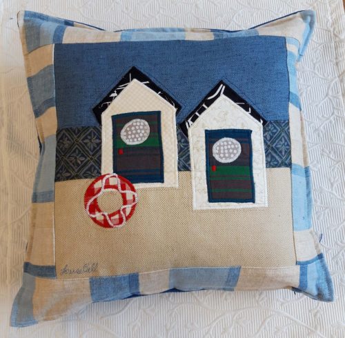Louise Bell Quilts-Beach Huts Cushion
