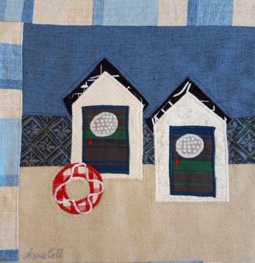 Louise Bell Quilts-Beach Huts Cushion-detail