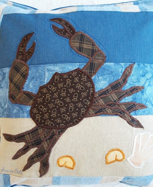Louise Bell Quilts-Crab Cushion-detail