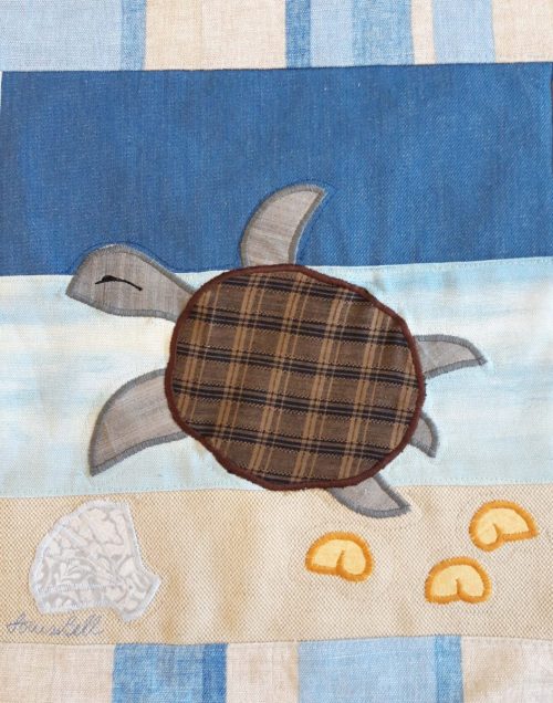 Louise Bell Quilts-Turtle Cushion-detail
