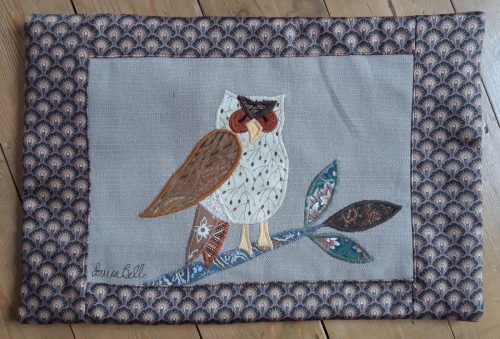 Louise Bell Quilts, Owl cushion, brown, right