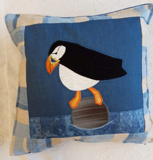 Louise Bell Quilts-Puffin-Cushion-left-1